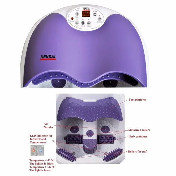 All in One Foot Spa Bath Massager W Motorized Rolling Massage Heat Wave O2