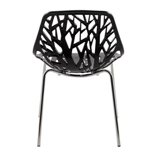 LeisureMod Modern Asbury Dining Chair with Chromed Legs, Black, Set of 2