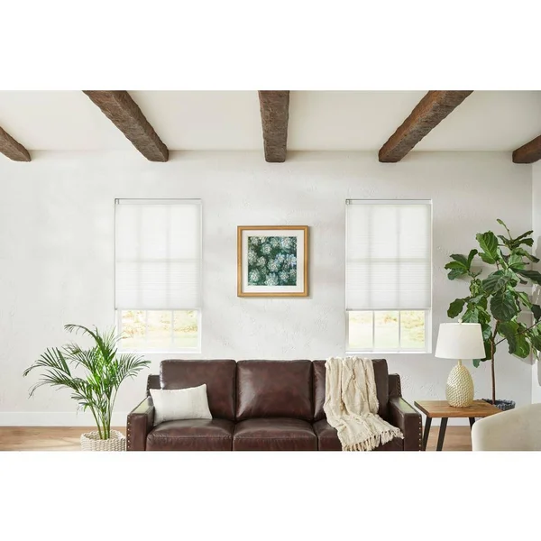 Home Decorators Collection White Cordless Light Filtering Cellular Shade - 24.5 in. W x 72 in. L (Motorization Compatible), Whis