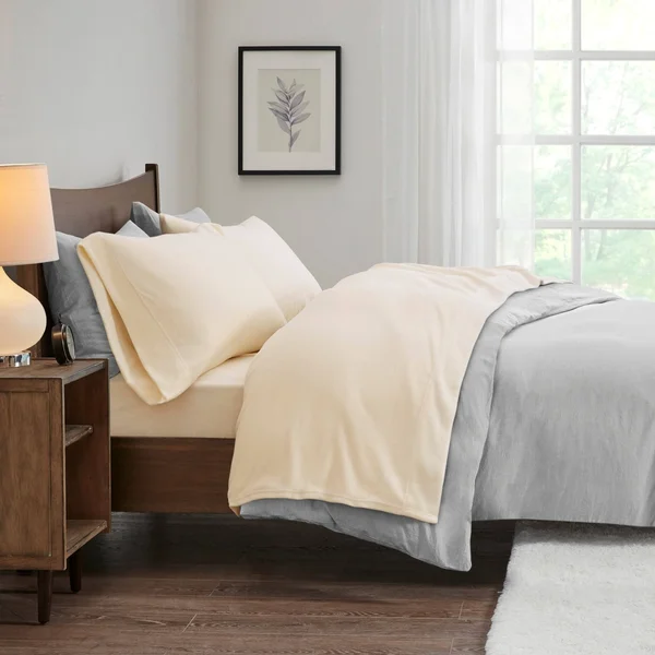 Porch & den Herron Microfleece Bed Sheet Set - Full - Ivory