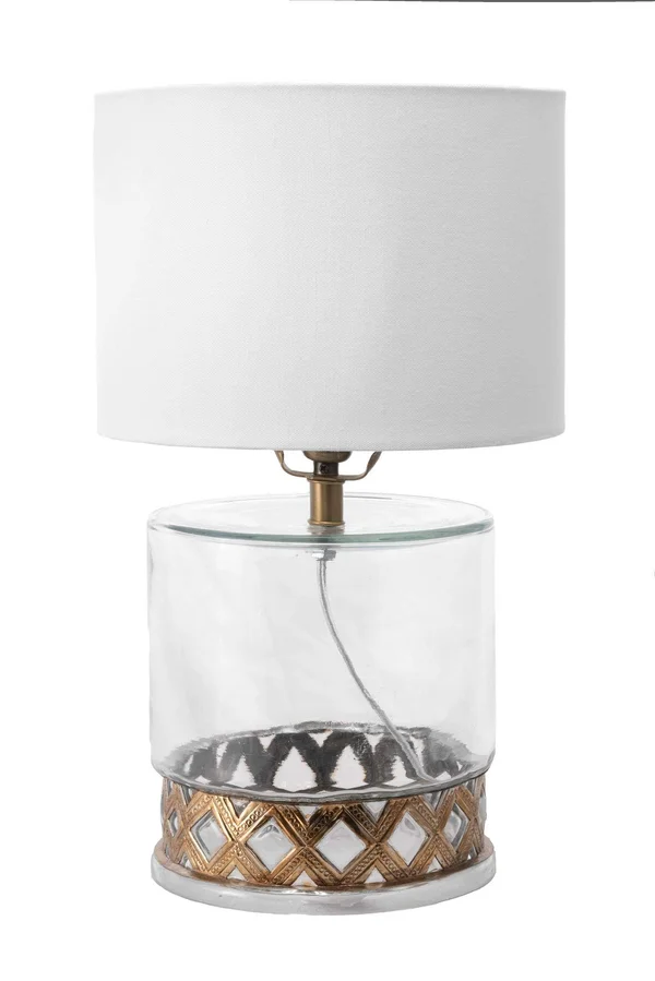 nuLOOM 12x22 Laurel Coronated Glass Canvas Shade Table Lamp - Clear