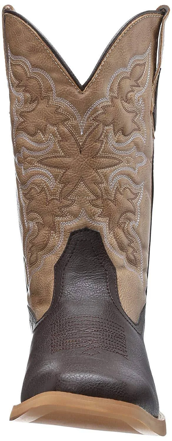 Roper Square Toe Faux Leather Western Boots - Mens - Brown