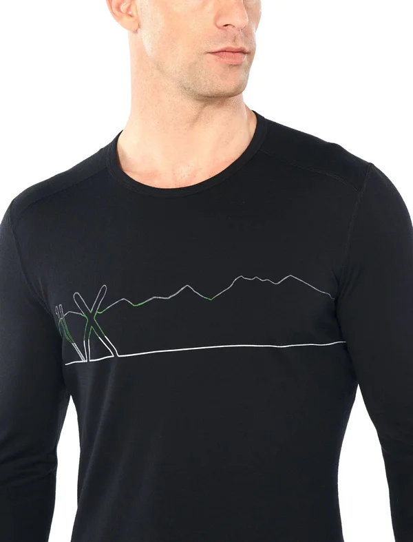 Icebreaker Men's 200 Oasis LS Crewe Single Line Ski Black M