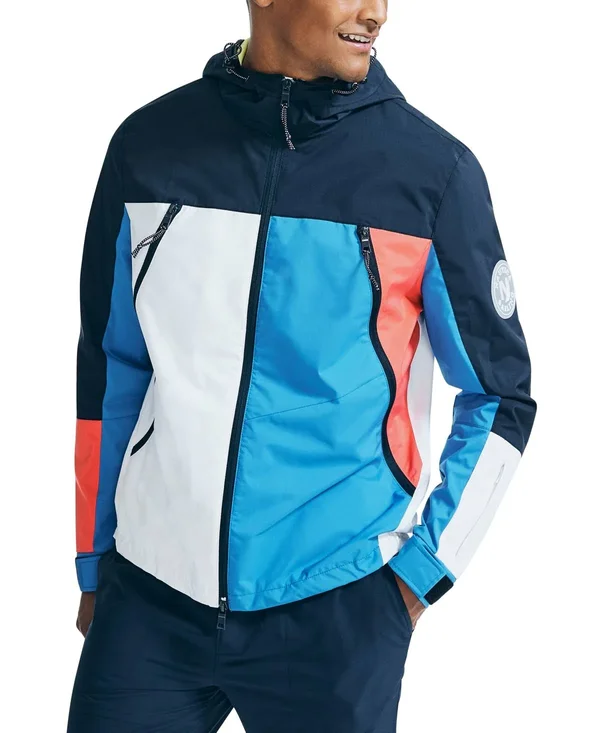 Nautica Men's Colorblock Hooded Jacket - Navy - M