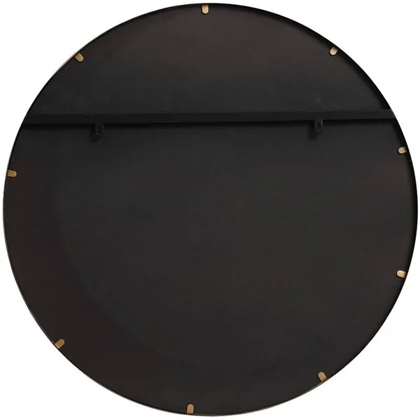Allora 32x22 Round Mid Century Metal Windowpane Frame Clear Mirror in Brass - A-5145-1998551