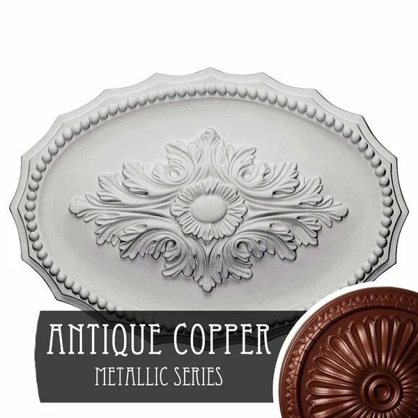 16 7/8x22W x 11 3/4x22H x 1 1/2x22P Oxford Ceiling Medallion, Hand-Painted Iridescent Gold