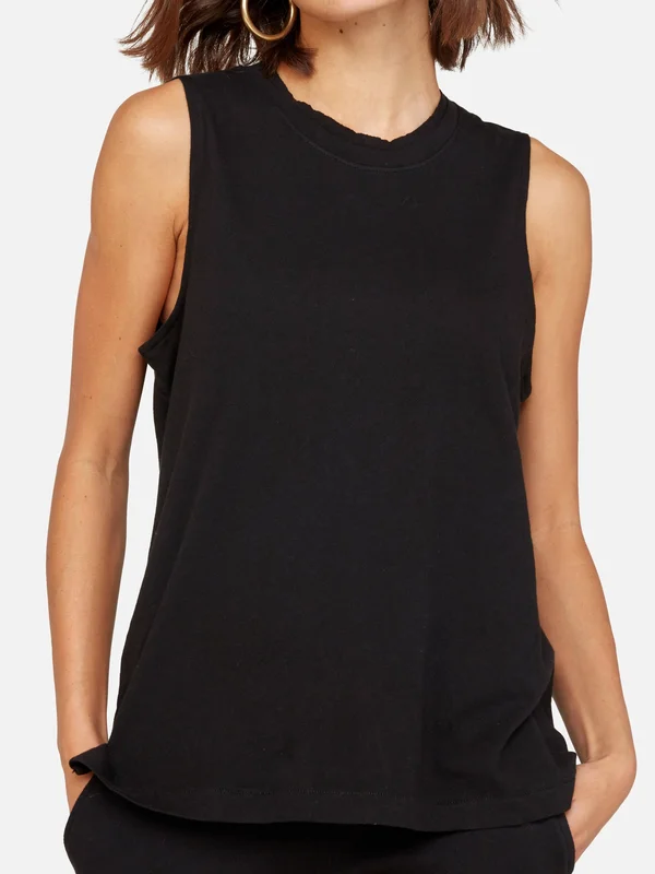 Organic Cotton Vintage Tank Jet Black, XL