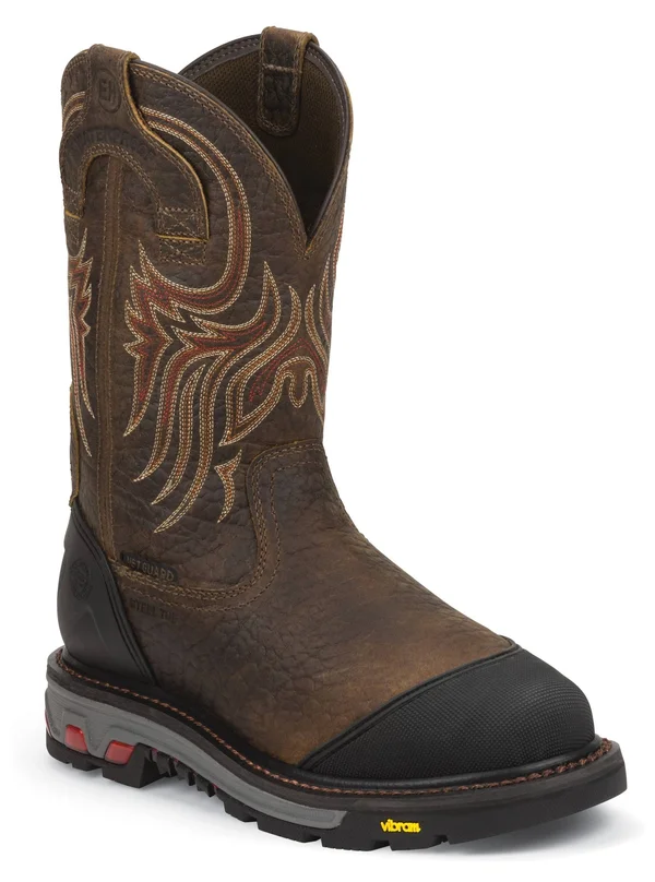 Justin Men's Borehole Mahogany Steel Toe Waterproof Boots - WK2114 14M