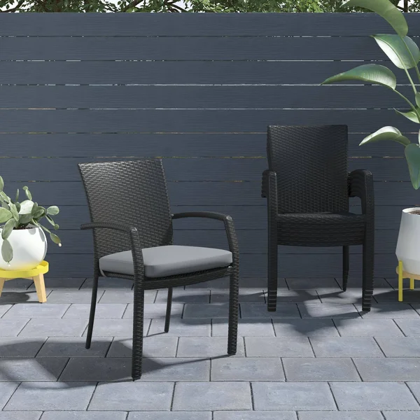 Outdoor Stacking Dining Chair - 6-Pack, N/A, Black