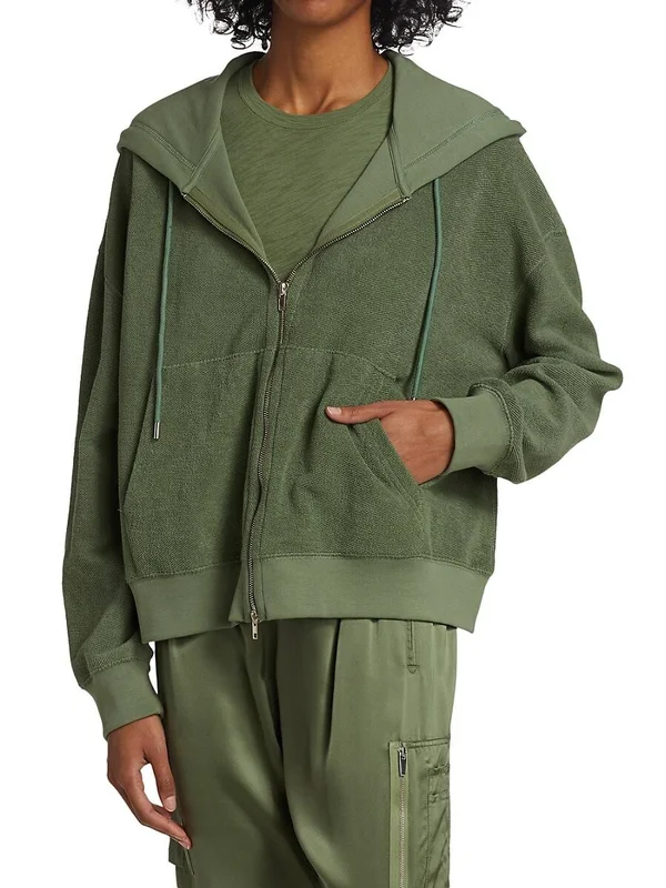 ATM Anthony Thomas Melillo Women's REVERSE French Terry Zip Hoodie Agave, Xs