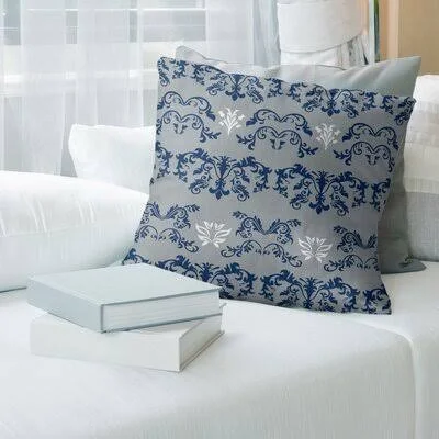 Indianapolis Football Baroque Square Pillow Cover East Urban Home Color: Gray/Navy/White - Size: 18x22 x 18