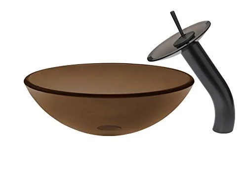 Novatto Ty Glass Vessel Bathroom Sink Set, Oil Rubbed Bronze