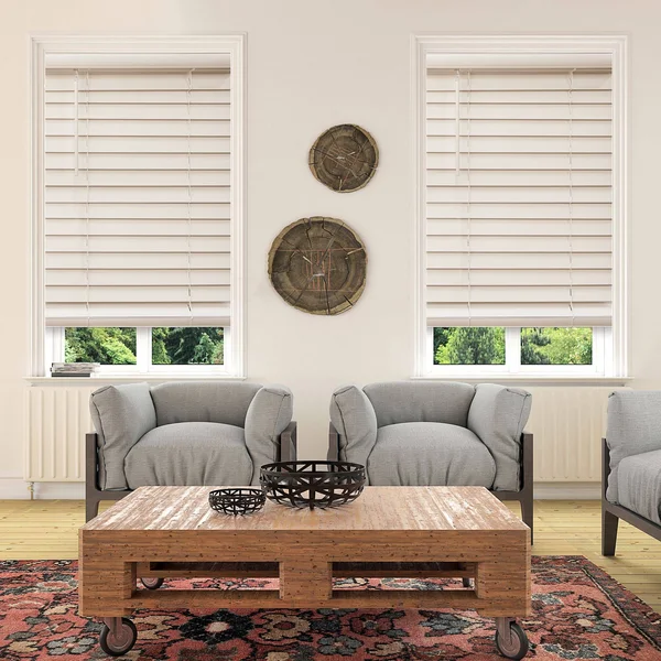 Custom Cut to Order Cordless 64-in. Faux Wood Blinds - White, 36.5x22 Wide