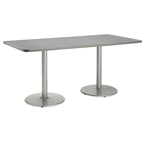 Figo Cafe Height Table 72 inchw x 30 inchd Walnut Top/Black TMold/Silver Base - Brown
