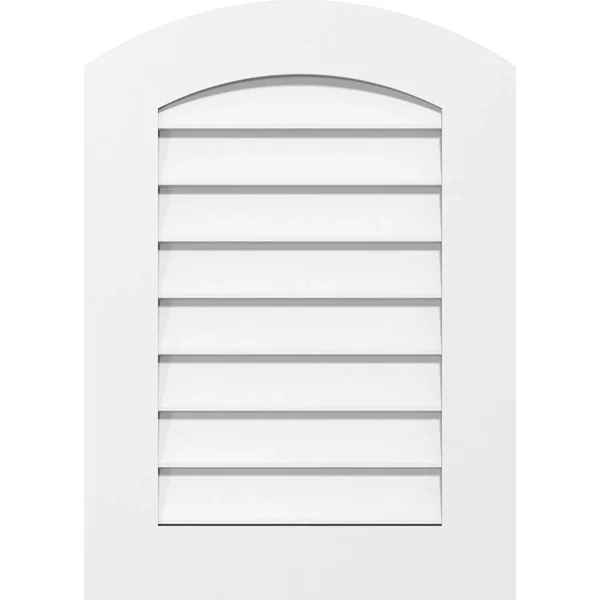 Ekena Millwork GVPAR24X3001SN 24x22W x 30x22H Arch Top Surface Mount PVC Gable Vent: Non-Functional, w/ 3-1/2x22W x 1x22P Standa