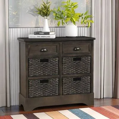 Alvardo Solid Wood 2 - Drawer Accent Chest Three Posts Color: Brown