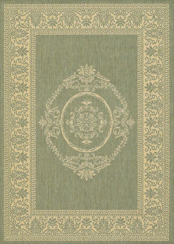 Couristan Recife Antique Medallion Area Rug - Green/Natural, 8&6x22 Round