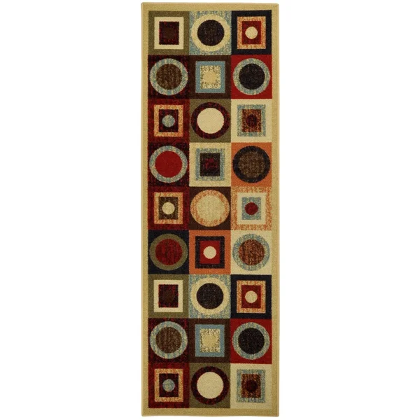 Rugnur Rubber Back Multicolor Geometric Non-Slip Long Runner Rug - 2'8 x 9'10 5069-3X10