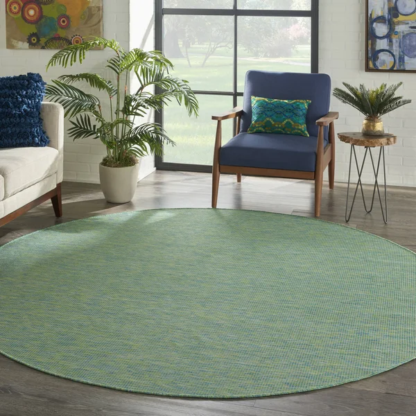 Nourison POS01 Positano Blue/Green Area Rug- 8& x Round