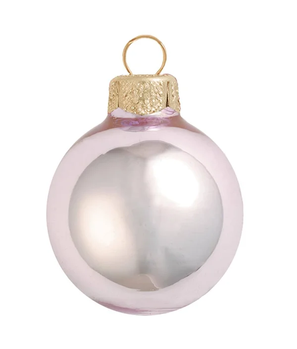 40ct Shiny Baby Pink Glass Ball Christmas Ornaments 1.5 inch (40mm)