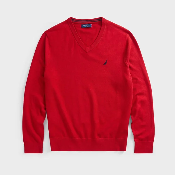 Nautica Men's Big & Tall Navtech V-Neck Sweater - Naut Red - XLT