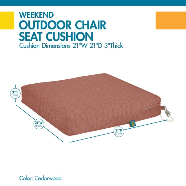 Duck Covers Weekend Water-Resistant Outdoor Dining Seat CUSHION, 21 x 21 x 3 inch, Cedarwood