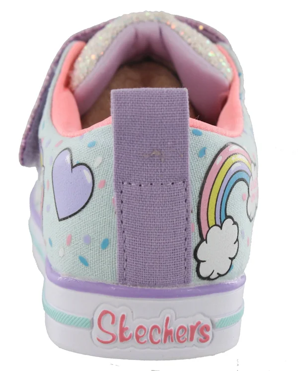 Skechers Girls& Twinkle Toes Shuffles Sparkle Lite Sneaker, Size: 1, Light Blue/Multi