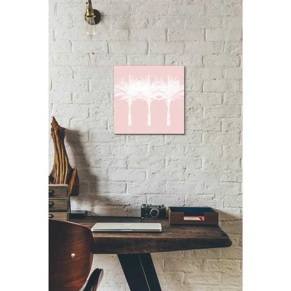 Epic Graffiti 'White and Pink Palm Trees' by Linda Woods - Canvas Wall Art, 18 inchx18 inch, Size: 18 x 18