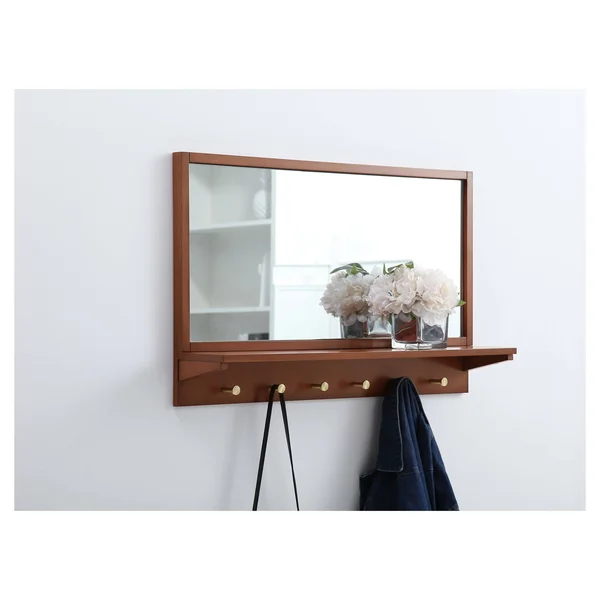 Elegant Lighting MR503421PE Elle 34 x 21 inch Pecan Wall Mirror