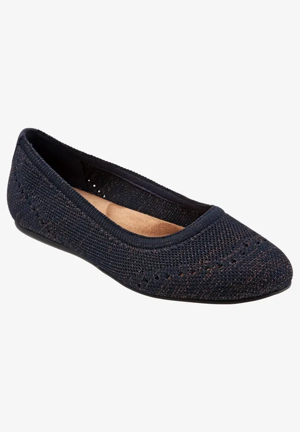SoftWalk Women's Santorini Flat Wide, Color: Navy, Size: 9.5