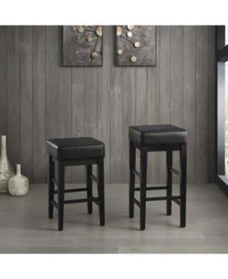 Lexicon Pittsville 24x22 Faux Leather Counter Stool in White (Set of 2)