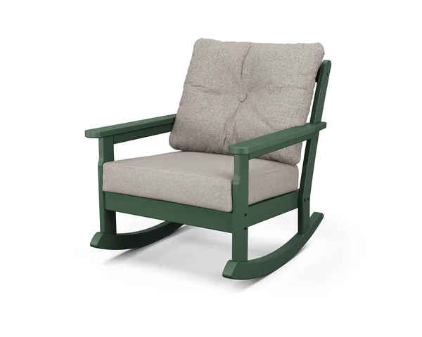 POLYWOOD Vineyard Deep Seating Rocking Chair Green - Weathered Tweed