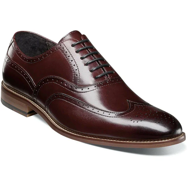 Stacy Adams Dunbar Wingtip Oxford (Burgundy) Men's Shoes