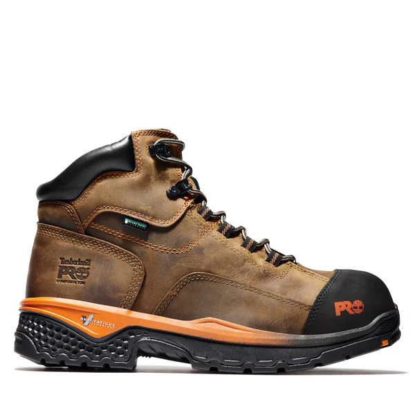 Timberland Pro Men's 6 in. Bosshog Composite Toe Waterproof Work Boot, Brown/Orange