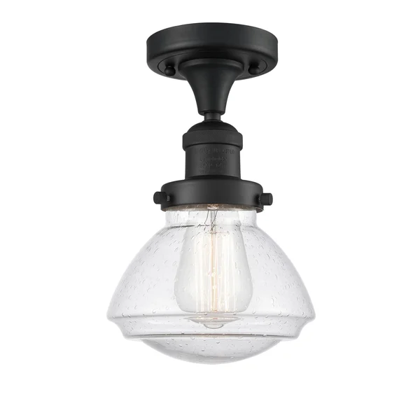 Innovations Lighting-Olean 1 Light Semi-Flush Mount-517-1CH-BK-G324-LED (Matte Black)