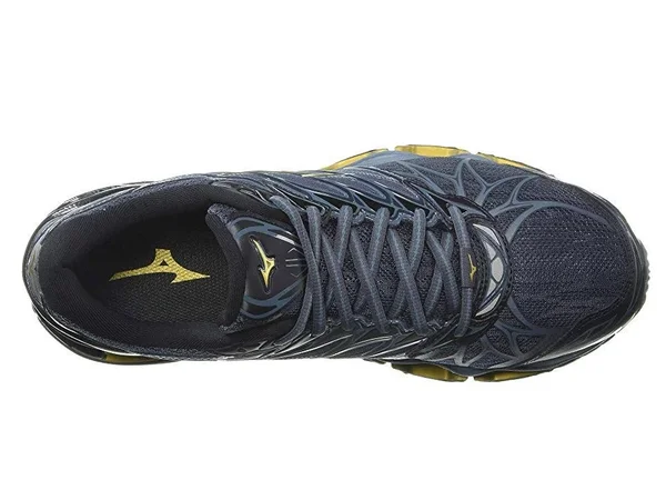 Mizuno - Men's Wave Prophecy 7 Running Shoe - Black-Ombre Blue, Size 7