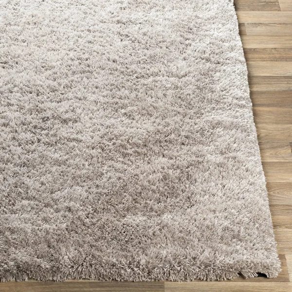 2' x 3' Solid Gray Shag Hand Woven Rectangular Area Throw Rug