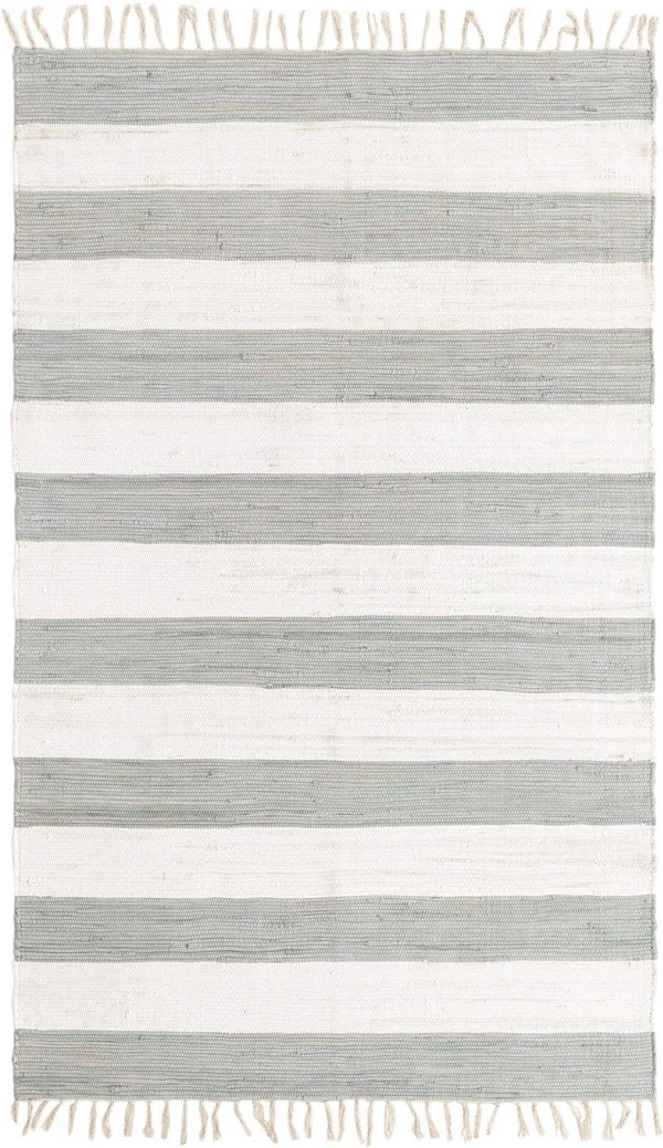 Unique Loom Striped Chindi Rag Rug - Gray (5& 0 x 8& 0)