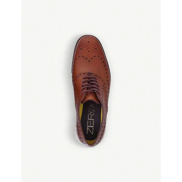 Cole Haan Mens Brown ZER谿RAND Wingtip Leather Oxford Shoes 8