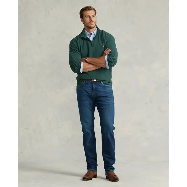 Ralph Lauren Men's Estate-Rib Quarter-Zip Pullover - Size 1x Big in Scotch Pine Heather