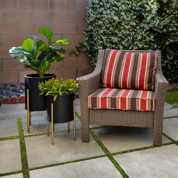 Sagebrook Home Set of 2 Planter on Metal Stand, BLACK/GLD
