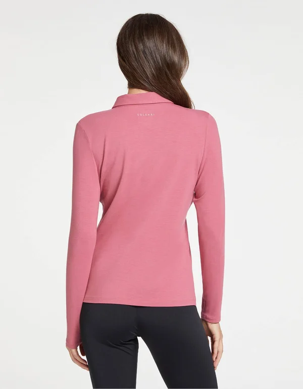 Long Sleeve Sun Protective Polo Shirt for Women UPF50+, Sun Shirt Black