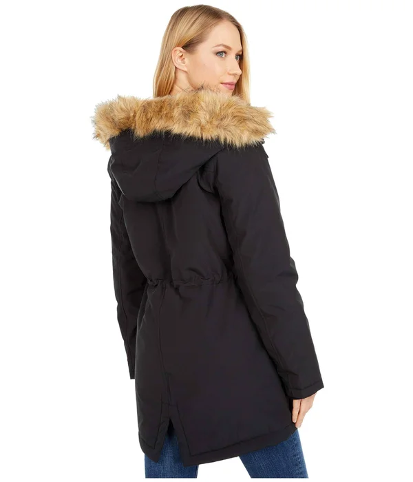 Levi&s Women's Arctic Cloth Faux-Fur-Trim Parka - Black w/ Tan Fur