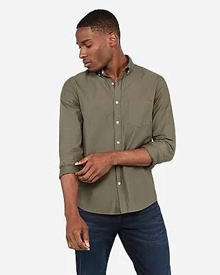 Slim Button-Down Soft Wash Shirt Green Men's L