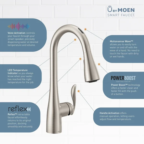Moen Arbor Voice Activated One-Handle Pulldown Kitchen Faucet, Oil-Rubbed Bronze - 7594EVORB