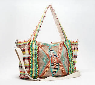 America & Beyond Embellished Tote with Crossbody Strap - Navajo