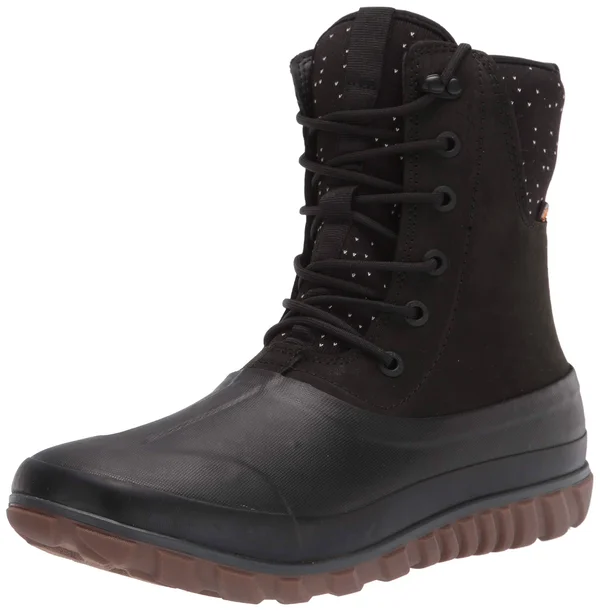 Bogs Women's Classic Casual Tall Lace Leather Boot - 6 - Black