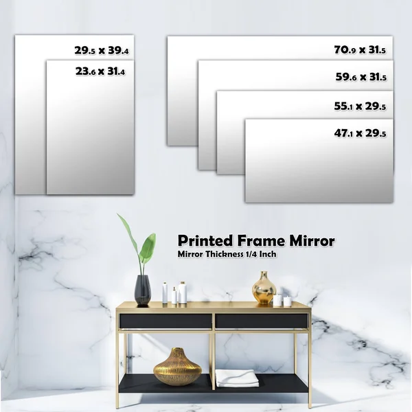Designart 'Gold and Pink Frame 13' Glam Mirror - Modern Vanity Mirror - 31.5 in. Wide x 23.7 in. High