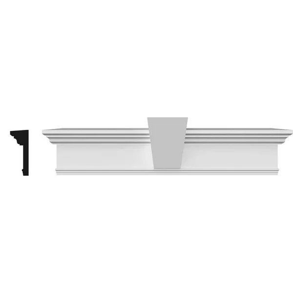 Ekena Millwork CRH07X46KF 46x22 Bottom Width x 49 7/8x22 Top Width x 7 1/4x22H x 1x22P Traditional Crosshead w/ Flat Keystone