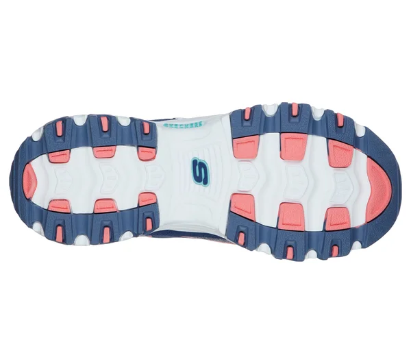 Skechers Women's D&Lites - Sparkling Rain Sneakers, Navy, Pink, 6.5